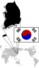 South Korea Map and Flag